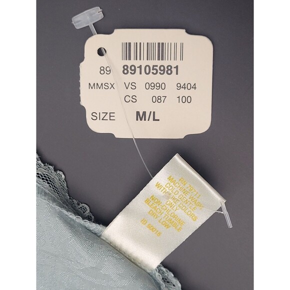 Vtg M/L Victorias Secret Satin T Back / Thong Panties G String Beaded SAGE Green - Picture 5 of 10